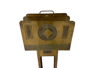 Vienna Secession Patinated Brass Magazine Rack, 1900s